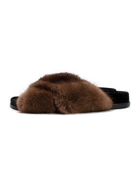 MaxMara Weekend Brown Fur Slides