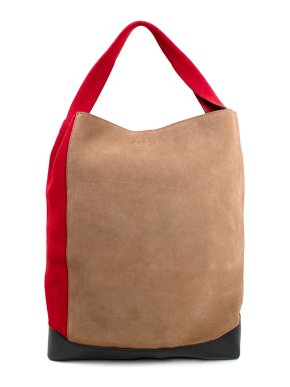 Marni Nude and Red Suede Tote Bag