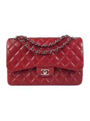 Chanel Red  Caviar Leather Jumbo Double Flap Bag