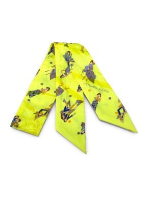 Hermes Yellow Ex-Libris Les Parisie Silk Twilly Scarf