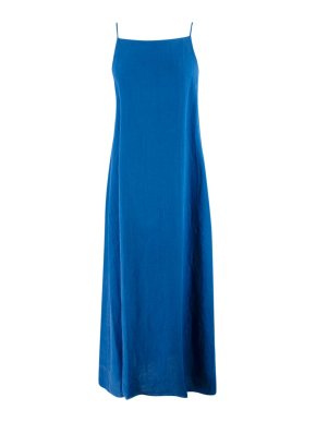 Desmond & Dempsey Blue Linen Long  Dress