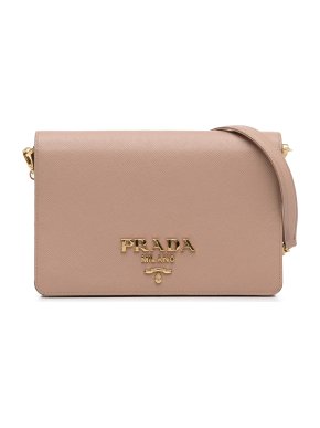 Prada Nude Saffiano Lux Wallet On Chain