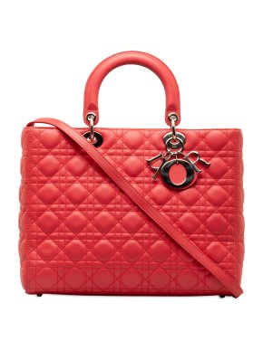 Dior Red Large Lambskin Cannage Lady Dior