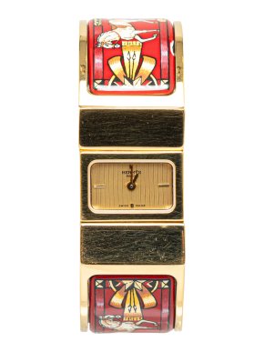 Hermes Quartz Gold Plated Stainless Steel Loquet Watch