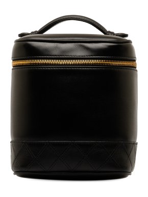 Chanel Black  Lambskin Leather CC Vanity Case
