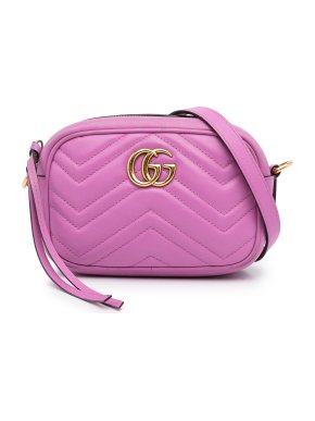 Gucci Pink Leather Mini GG Marmont Matelasse Crossbody