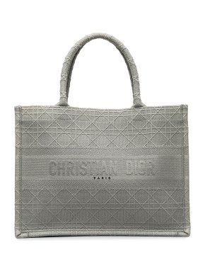 Dior Grey Medium Cannage Embroidered Book Tote