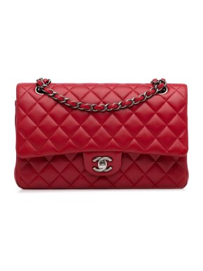 Chanel Red Lambskin Medium Classic Double Flap Bag