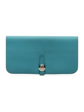 Hermes Teal Togo Leather Dogon Long Wallet