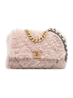 Chanel Pink Shearling Medium 19 Flap Bag