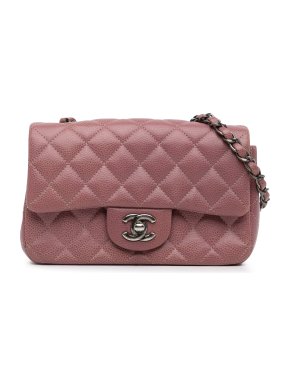 Chanel Dusky Pink Caviar Leather Mini Rectangular Single Flap Bag
