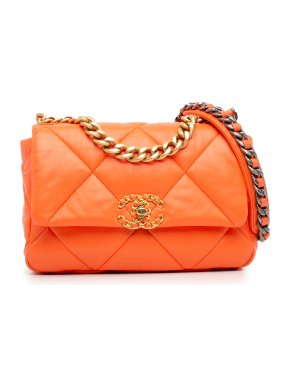 Chanel Orange Medium Lambskin 19 Flap