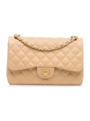 Chanel Light Beige Lambskin Jumbo Classic Double Flap Bag