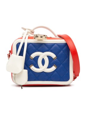 Chanel Tricolour Caviar Leather Small Filigree Vanity Case