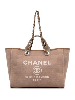 Chanel Beige Canvas Large Deauville Shopping Tote