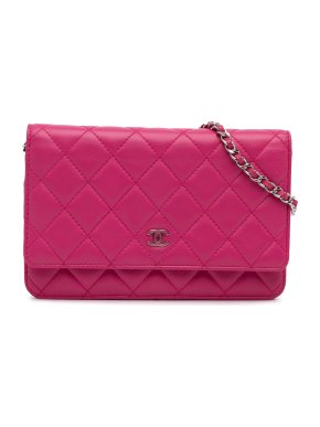 Chanel Pink Lambskin Classic Wallet on Chain