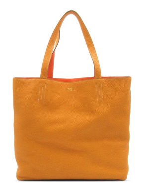 Hermes Orange Clemence Double Sens 45 Tote Bag