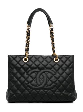 Chanel Black Caviar Leather Grand Shopping Tote