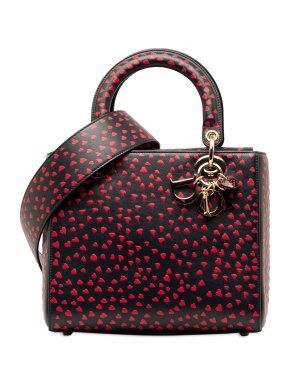 Dior Black and Red Medium I Love Paris Lady Dior Bag