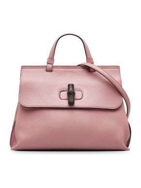 Gucci Pale Pink Leather Medium Bamboo Daily