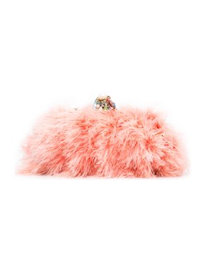 Dolce & Gabbana Vanda Jewelled Clasp and Feather Clutch on Chain