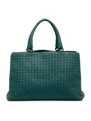 Bottega Veneta Deep Teal Intrecciato Milano Tote