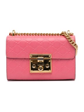 Gucci Pink Small Guccissima Padlock Crossbody Bag