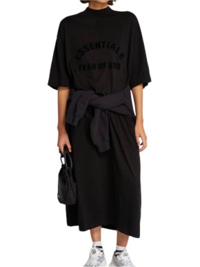 Fear Of God Essentials Jet Black Midi T-Shirt Dress