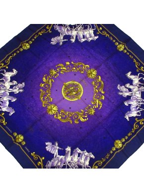 Hermes Purple Cosmos Silk Scarf