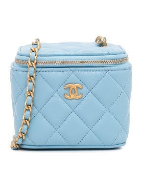 Chanel Blue Mini Lambskin Pearl Crush Vanity Case