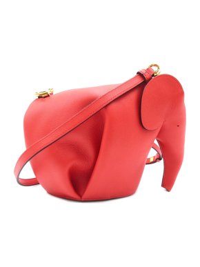 Loewe Red Mini Leather Elephant Crossbody Bag