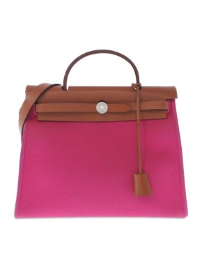 Hermes Pink Toile Herbag Zip 31