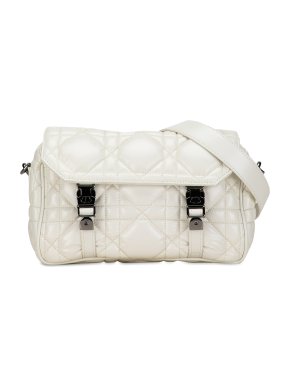 Dior White Small Macrocannage Diorcamp Bag
