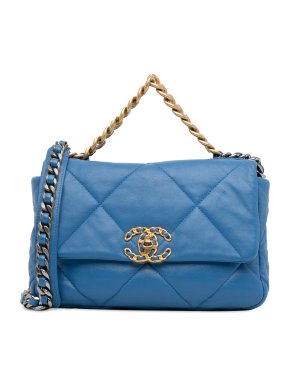 Chanel Blue Lambskin Medium19 Flap Bag