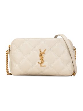 Saint Laurent Cream Mini Becky Double Zip Crossbody Bag