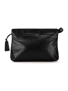 Chanel Black Lambskin Leather Clutch