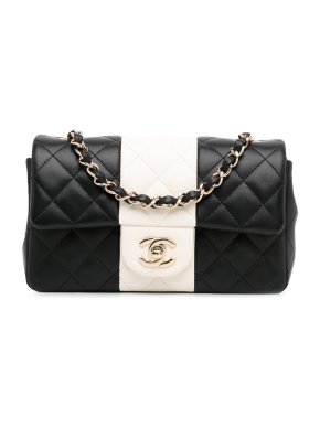 Chanel Black and White Mini Bi-Stripe Rectangular Single Flap Bag
