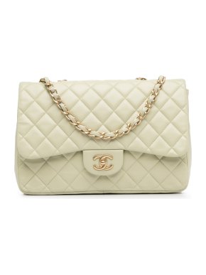 Chanel Cream Lambskin Jumbo Single Flap Bag