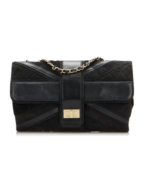 Chanel Black Suede Union Jack Flap Reissue Shoulder Bag