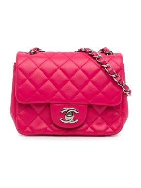 Chanel Pink Lambskin Mini Square Single Flap Bag
