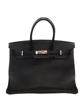 Hermes Birkin 35 Retourne in Black Clemence Leather with Palladium Hardware