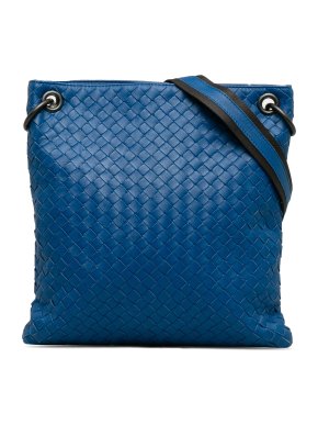 Bottega Veneta Blue Intrecciato Crossbody Bag