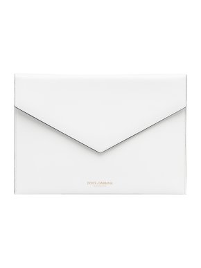 Dolce & Gabbana White Leather Envelope Leather Clutch