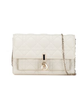 Dior Cream Lambskin Cannage My Dior Daily Chain Pouch