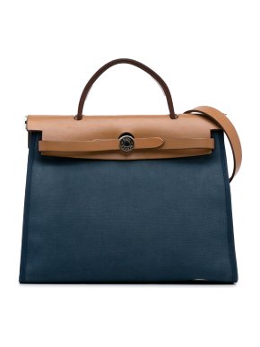 Hermes Blue Herbag Zip 31 Canvas Bag
