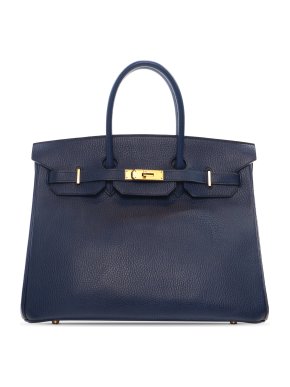 Hermes Birkin 35 Retourne in Blue Nuit Ardennes Leather with Gold Hardware