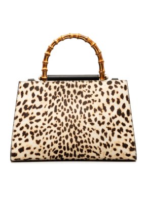 Gucci Animal Print Nymphaea Pony Hair Small Bamboo Nymphaea Satchel