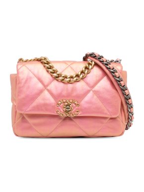 Chanel Pink Iridescent Medium Lambskin 19 Flap Bag