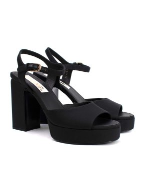 Chanel Black Satin Platform Heels