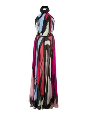 Chanel Black Silk-blend Multi-colour Butterfly Dress